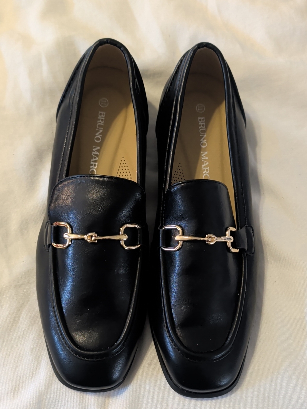 Bruno Marc Women's Black Leather Horsebit Loafers